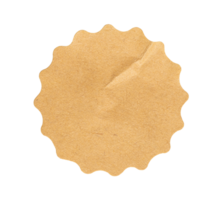 Recycled crumpled sticker paper cardboard tag sticker with copy space, featuring a cutout transparent background for easy integration into designs png