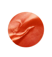 Crumpled red round sticker paper with transparent background, creating a textured and vibrant visual element png