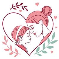 Mother and daughter in a heart shape vector