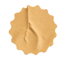 Recycled crumpled sticker paper price tag sticker with copy space, featuring a transparent background for easy integration into designs png