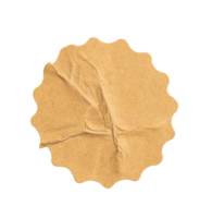 Recycled crumpled sticker paper cardboard price tag sticker with copy space, featuring a cutout background for easy integration into designs png
