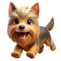 Yorkshire Terrier running with an energetic expression in transparent background png