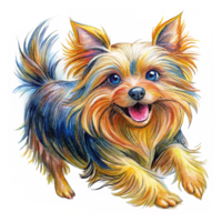 Yorkshire Terrier enjoying an active sprint in transparent background png