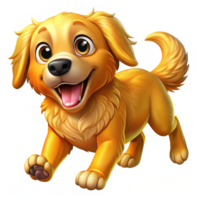 Golden Retriever in a joyful sprint with fur flowing in transparent background png