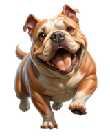 Bulldog showing off agility while running in transparent background png