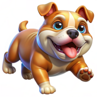 Cute Bulldog mid-stride in a playful run in transparent background png