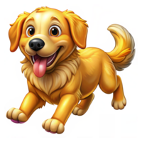 Adorable Golden Retriever running at full speed in transparent background png