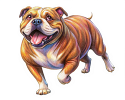 Adorable Bulldog zooming around playfully in transparent background png