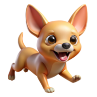 Chihuahua running with an energetic expression in transparent background png