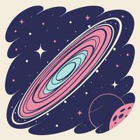 Whimsical Galaxy Illustration Pink and Blue Celestial Swirl Space Design Element. vector
