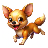 Playful Chihuahua caught in action mid-run in transparent background png