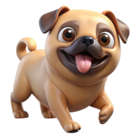 Excited Pug Running at High Speed in Transparent Background png