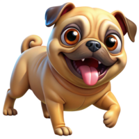 Pug Running in Action in Transparent Background png