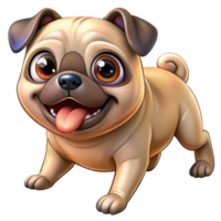Lively Pug Sprinting in Transparent Background png