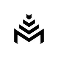 Cube monogram letter M logo design template vector