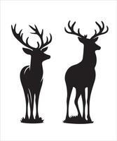 Black deer silhouette set vector