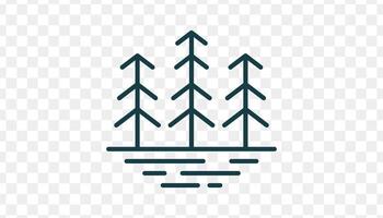 simple pine trees and lake line art design, illustration vector
