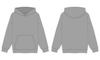 Gray hoodie sweater template front and back view vector