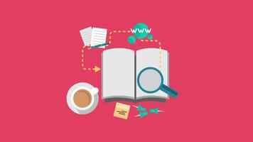 Office Desk Elements 2D Motion Graphics Animation video