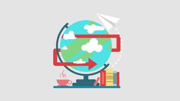 Globe on Office Desk 2D Motion Graphics video