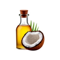 Glass bottle of coconut oil on transparent background png