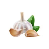 Fresh Garlic spice with slices and leaf on transparent background png