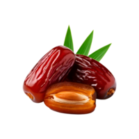 Whole and sliced dates fruit with leaf on transparent background png
