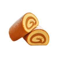 Roll cake sliced on transparent background png