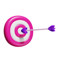 Pink target with arrow hitting the bullseye png