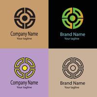 top-quality Beautiful logo design with different designs of the same shape For business company. Color editable. vector