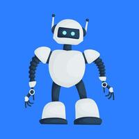 A cartoon robot standing on a blue background vector
