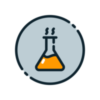 Design Illustration graphic of reaction flask icon with colored line style. Suitable for UI, mobile design, web design, etc. Transparent background. png