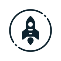 Design Illustration graphic of mini rocket icon with glyph style. Suitable for UI, mobile design, web design, etc. Transparent background. png