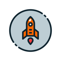 Projeto ilustração gráfico do mini foguete ícone com colori linha estilo. adequado para interface do usuário, Móvel projeto, rede projeto, etc. transparente fundo. png