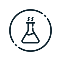 Design Illustration graphic of reaction flask icon with line style. Suitable for UI, mobile design, web design, etc. Transparent background. png