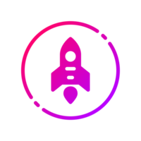 Design Illustration graphic of mini rocket icon with gradient style. Suitable for UI, mobile design, web design, etc. Transparent background. png