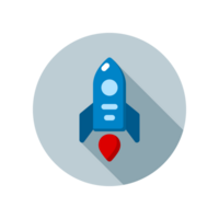Design Illustration graphic of mini rocket icon with flat style. Suitable for UI, mobile design, web design, etc. Transparent background. png
