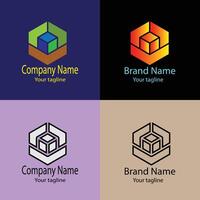 top-tier Unique Abstract logo design with different designs of the same shape For business company. Color editable. vector