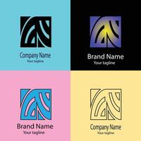superb Unique Abstract logo design with different designs of the same shape For business company. Color editable. vector