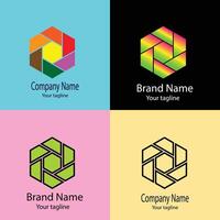Simple Unique Abstract logo design with different designs of the same shape For business company. Color editable. vector