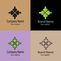 high-quality Unique Abstract logo design with different designs of the same shape For business company. Color editable. vector