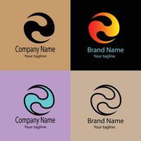 fine Unique Abstract logo design with different designs of the same shape For business company. Color editable. vector