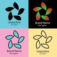 effective Unique Abstract logo design with different designs of the same shape For business company. Color editable. vector