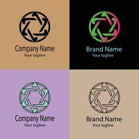 high-grade Unique Beautiful Abstract logo design with different designs of the same shape For business company. Color editable. vector