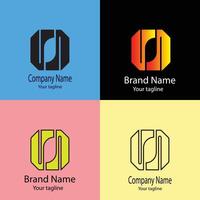 Varied Unique Abstract logo design with different designs of the same shape For business company. Color editable. vector