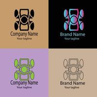 fabulous Unique Abstract logo design with different designs of the same shape For business company. Color editable. vector
