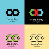 dreamy Unique Abstract logo design with different designs of the same shape For business company. Color editable. vector