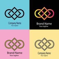 magic Unique Abstract logo design with different designs of the same shape For business company. Color editable. vector