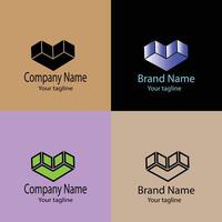 top-quality Beautiful Abstract logo design with different designs of the same shape For business company. Color editable. vector