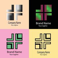 Active Unique Abstract logo design with different designs of the same shape For business company. Color editable. vector